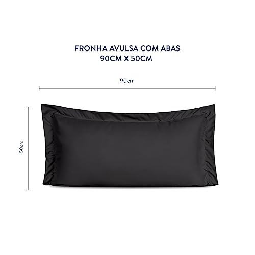 Kit 02 Fronhas Envelope Slim c/ 03 Abas 200 Fios King 90cm x 50cm (Preto)