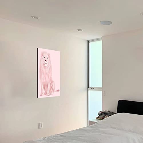 Art Pink Lion Print Retro Abstract Oil Painting Room Aesthetic Art Poster Living Room Lounge Porch D Canvas Painting Wall Art Poster For Bedroom Living Room Decor 24X36Inch(60X90Cm) Frame-Style #TOP1