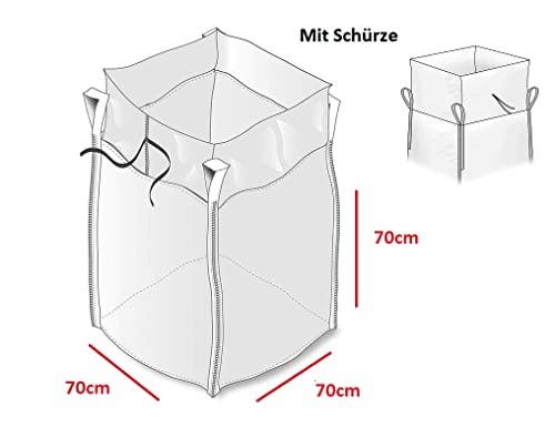 Big Bag 70 x 70 x 70 cm mit 1000 kg Bruchlast für Schüttgüter