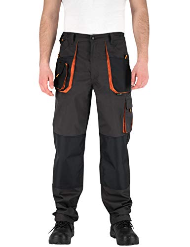 BWOLF Atlas Pantalon de Travail Homme Pantalon Travail Homme Classique avec Poches Multifonctionnelles + Renforcé de Polyester 600D (Gris/Orange, S, s) - Image 4