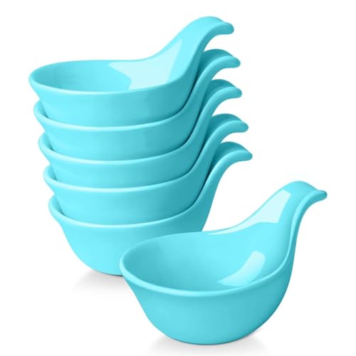 Flexzion Keramik-Dip-Schalen, kleine Schalen zum Dippen mit Griff, Gewürzbecher, Sojasaucenschale, Porzellanauflaufförmchen, Soßenhalter… – Ansicht 1
