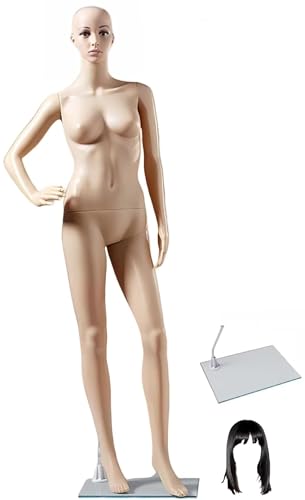 マネキン 全身 リアルマネキン 女性 靴対応 軽量 175cm B83 W62 H85cm 肩幅39cm マネキン レディース ディスプレイ トルソー モデル人形 可動 頭 手 プラスチック製 店舗 ウィンドウディスプレイ（ベージュ，175x22.5x39cm）