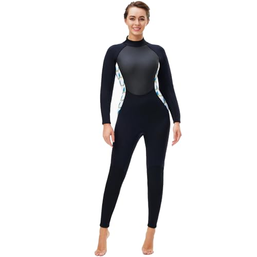 TOVCHEI One-Piece Wetsuit for Women, Warm Cold-Proof 3MM Sunscreen Anti Jellyfish Diving Suit for Snorkeling Surfing Scuba,Black,M