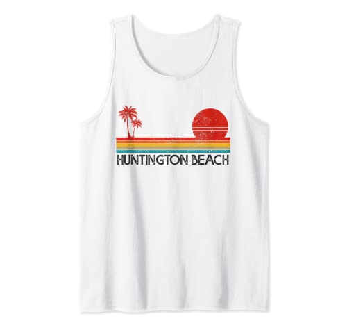 Huntington Beach California CA Surfer Retrò Tramonto Vintage Canotta