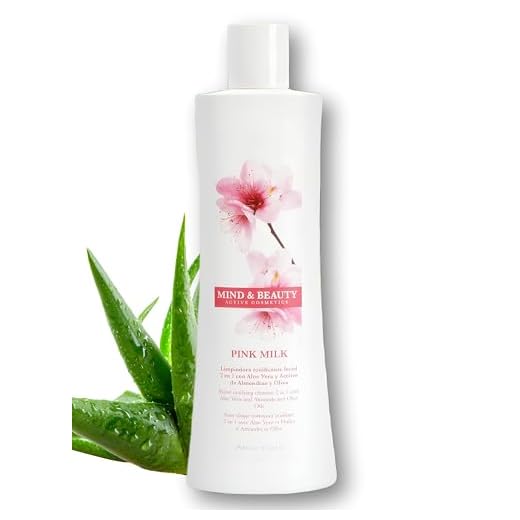 Mind & Beauty Pink Milk Leche Limpiadora con Aloe Vera, Aceite de Oliva y Almendras. Limpiador Facial Suave para Piel Mixta y Seca. Desmaquillante para Cara que Limpia, Hidrata y Tonifica. 250 ml