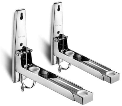 Support de four à Micro-ondes avec Crochet, Charge Maximale 40kg Montage Mural en Acier Inoxydable Supports D'étagère Pliables Réglables pour Accessoires...