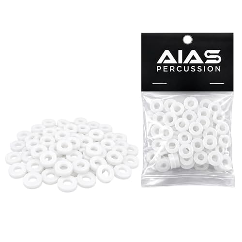 AIAS White Nylon Tension Rod Washers – 100 Pack Drum Hardware Replacement for Snare, Tom & Bass...