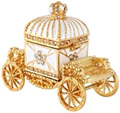 QIFU-Hand Painted Enameled Cinderella Pumpkin Carriage Hinged Trinket Box with Rich Enamel and Sparkling Rhinestones, Unique Gift for Home Decor, Best Jewelry Box for Your Collection