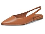 Coutgo Womens Slingback Flats Pointed Closed Toe Ballet Flats Comfortable Slip On Work Dress Shoes, Brown, Size 8.5