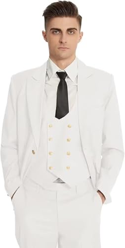 Rdzding Men's Suit 3 Piece Slim Fit Set Jacket Blazer Daily Business Blazer Groomsmen Suit Men for Wedding Party4