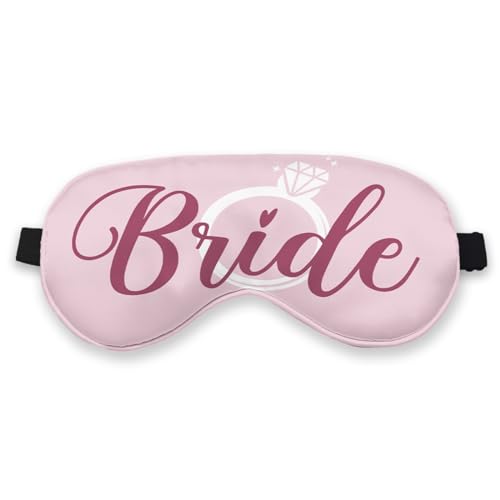 Kdqua ピンクブライド ダイヤモンド アイマスク 女性用 花嫁 ガールフレンド ブライダルギフト シルク ソフト 遮光 アイマスク 花嫁 部族 花嫁 パーティー用 調節可能なストラップ スリープマスク 結婚式 エレガント ギフト
