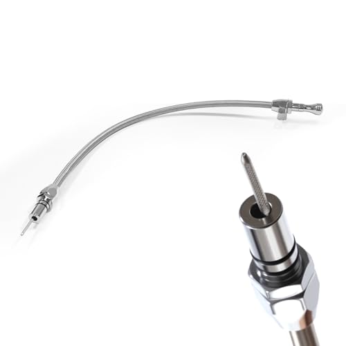 HAHAHA 36 TH350 TH400 Transmission Dipstick Flex Stainless Braided Hose Firewall Mounted Compatible with GM Chevy TH350 TH400 Turbo 350/400 Universal Fit.36-Inch (Silver)