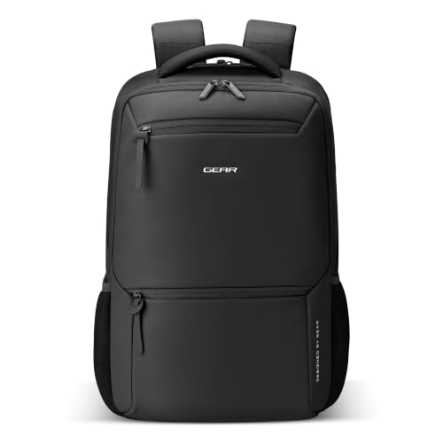 Image of Gear Armour 19 inch /28L Large Faux Leather Anti Theft Water Resistant Laptop Backpack with Raincover | Travel Backpack | Casual Backpack for men /women (Black)