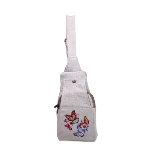 tryambak Premium Cotton Canvas Crossbody Sling Bag with Butterfly and Floral Print, Adjustable Shoulder Strap, Front Pocket, Lightweight Casual Travel Messenger Bag for Men and Women, Everyday Utility Bag-picture-15