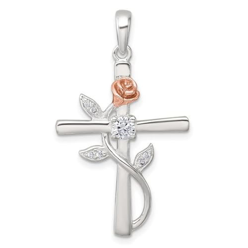 Collier croix en argent 925 et oxydes de zirconium éclatants pour femme