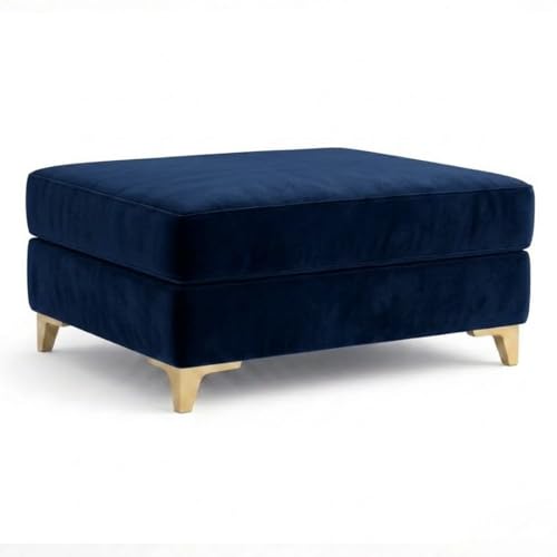 Image of CASASTYLE Groovy 4 Seater L Shape Sofa Set with Movable Ottoman | Flexible Left or Right Layout | Cozy Velvet Fabric | Soft Touch Seating | Modern Designer Sofa for Living Room (Dark Blue)