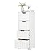 FOREHILL Mueble Baño, Armario Baño Estrecho, Mueble Almacenaje Pequeño, Cajonera con 4 Cajones, Mueble Auxiliar, para Cocina, Dormitorio, Salón, Madera, Moderno, Blanco, 30x30x82cm