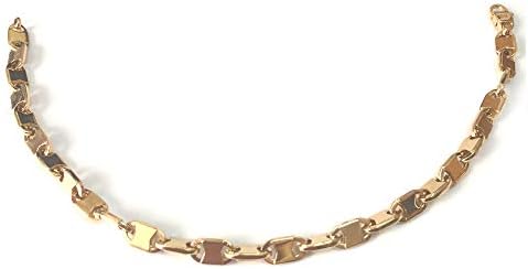 14k Yellow Gold Oval Link Mens Bracelet, 8.25″