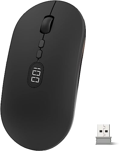 MAMBASNAKE X1 マウス ワイヤレス 2.4GHz 【超薄型モデル 高精度・高感度】 静音クリック Type-C充電式 電源表示画面 安定性強い 3段階DPI切替 薄型マウス 小型 静音 軽量 省エネ人体工学設計 ビジネス用 仕事用 サラリーマン 在宅勤務 800/1200/1600 Mac Windows PC対応 (ブラック)