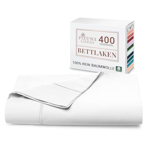 Pizuna Bettlaken 270x310 cm Baumwolle Weiß 400 Fadenzahl