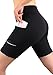 GRAT.UNIC Pantaloncini Sportivi Donna Fitness, Leggings Sportivi Donna con Tasche Laterali, Donna Capri Leggings, Maglia Eleganti Leggings Sport, Allenamento Opaco Yoga Fitness Spandex (Nero, XL)