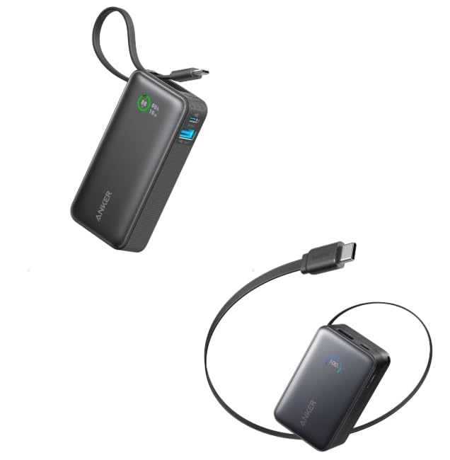 ANKER Power Bank 10000mAh USB-Cケーブル Anker Power Bank (10000mAh, Fusion, Built-In USB-C ケーブル