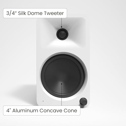 Image of Kanto ORA4 140W Powered Reference Speakers with Bluetooth 5.0 and USB-C Input | 4 inch Woofers with Deep Bass Extension | Bi-Amplified | 80 Hz Automatic Crossover | Reference Quality Sound | Pair | White