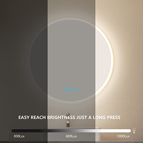 Vlsrka 24 Inch Led Bathroom Mirror With Rgb Color Changing, Lighted Makeup Mirror For Wall, Circle Vanity Mirror With Light Dimming, Round Rgb Mirror Backlit And Frontlit, Waterproof, Fog Free, Memory #TOP3