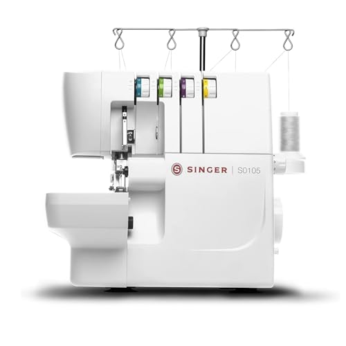 Máquina de Costura Overlock Singer S0105 127V | 6 Tipos de Pontos, 1.300 PPM | Braço Livre, LED, Estrutura em metal | Costura com 1 ou 2 Agulhas | Ideal para Malha, Bainha e Acabamentos Profissionais