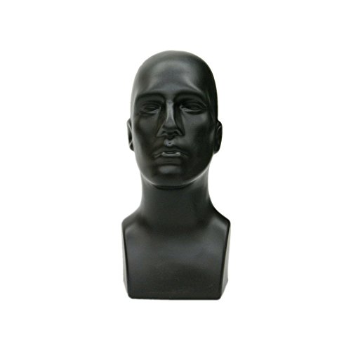 16" Tall Male Mannequin Head Durable Plastic (Black)