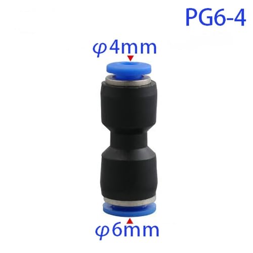 Conexión recta neumática de plástico PU resistente para mangueras PG 6-4mm 3