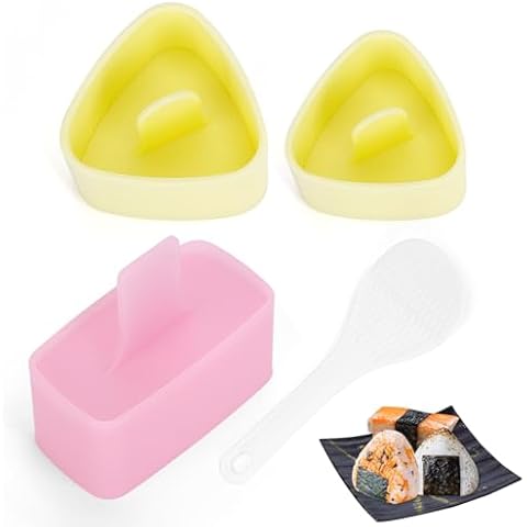 Onigiri Mold Kit, 3 Pack Rice Ball Mold with Small Rice Scoop, Classic Triangle Musubi Mold and Professional Sushi Mold, Spam Musubi Mold Kit, Rice Mold for Kid Lunch Bento & Home DIY VVNIAA Cover