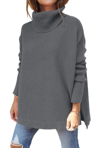 Image of LILLUSORY Womens Turtleneck Oversized Sweaters 2026 Fall Fashion Outfits | Batwing Sleeve, Poncho Cowl Neck, Cozy Knit, Long Pullover, Cute Winter Clothing, Old Money Clothes, Ladies Trendy Tunic