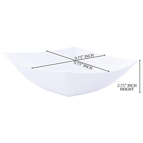 PLASTICPRO Disposable 64 ounce Square Serving Bowls, Party Snack or Salad Bowl, Large Plastic Elegant White Pack of 4 - Image 3