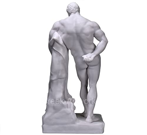 Farnese Hercules Heracles Greek Cast Marble Sculpture Statue Museum Copy 13In, White, Height: 33 Cm , Width: 15,5 Cm #TOP2