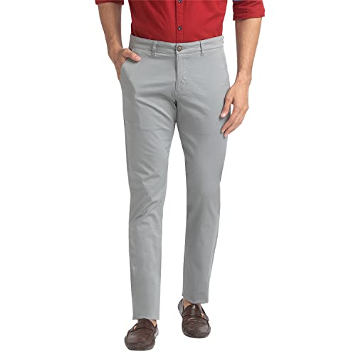 Image of Parx Men's PLEATLESS Low Rise Tapered FIT Medium Green Formal Trouser