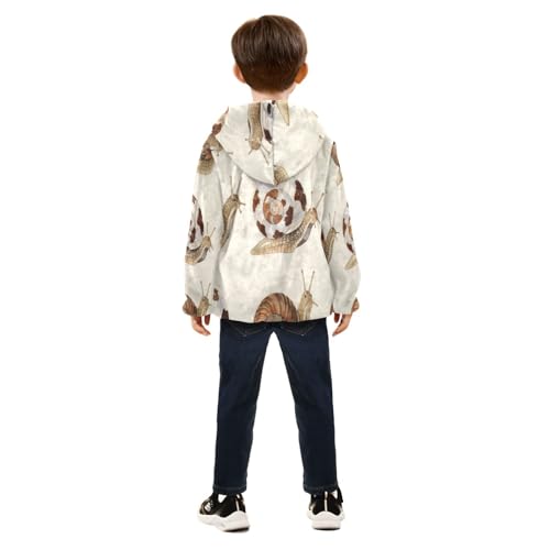 Snail Cute Pattern Print Toddler Fleece Jacket Girl Boys Hooded Fleece Jacket Coat Warm Outwear Zip-up 3-10T4
