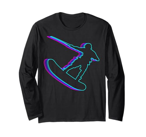Retro Wakeboard Wakeboard Wakeboarder Vaporwave Manga Larga