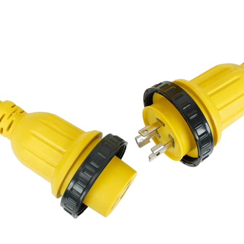 25Ft 30Amp 125V Rv Power Wire Cord Marine Shore Boat L5-30 Yellow 25 Feet Heavy Duty Electrical Power Cable, Nema L5-30P To Nema L5-30R #TOP5