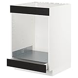  Ikea Metod/Maximera Base pour plaque de cuisson + four avec tiroir, 60 x 60 cm, blanc/noir Lerhyttan