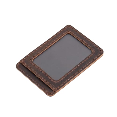 Card Holder with ID Slot Handmade from Vintage Leather - Compact Storage for Cards & Cash, Front Pocket Wallet, Everyday Accessories (Coffee)