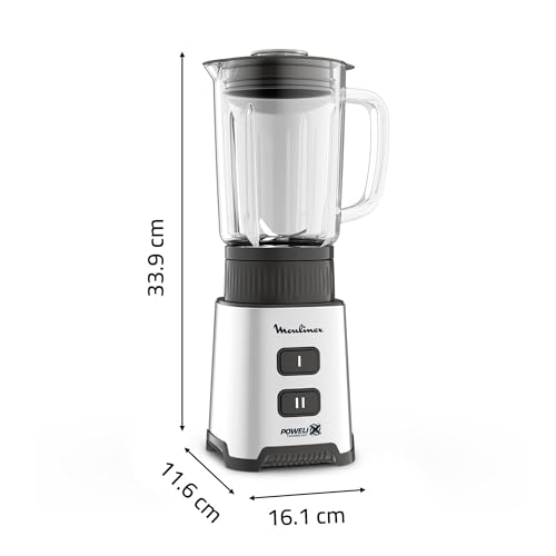 Moulinex Pulseo, Batidora de vaso individual de 400 W, batidora de 4 cuchillas de 700 ml y con recipiente portátil de 600 ml, 2 velocidades, para zumos y smoothies, acero inoxidable, LM17GD - imagen 9