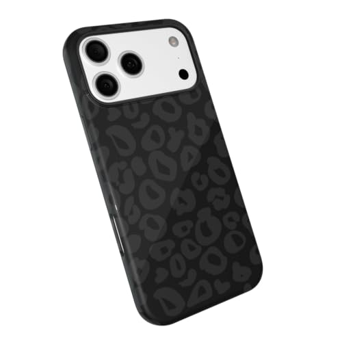 LoeoeL for iPhone 17 Pro/ 18 Pro Case Cheetah Print, Leopard Pattern Phone Case for Women Girls, Girly Cute Thin Slim Hard Shell Plastic Phone Cover, Luxury Aesthetic Trendy Retro Animal Design, Black