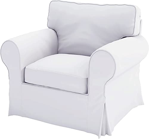 Heavy Cotton UPPLAND (Not EKTORP) Chair Sofa Cover Replacement Compatible for IKEA UPPLAND Armchair. Slipcover (Uppland Chair White)