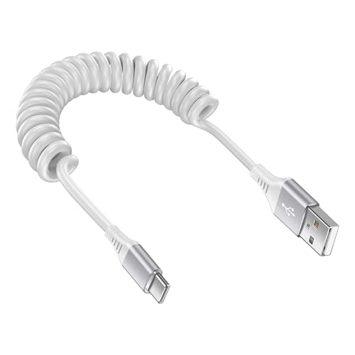 S25 Ultra Retractable Coiled Car USB C Cable Fast Charging Cord for Galaxy S25/S24 /S23/S22/Z Flip 7 5/Z Fold 7,3FT Android Phone Auto Car Charger USB A to Type C Cord for Google Pixel 10/9a/8