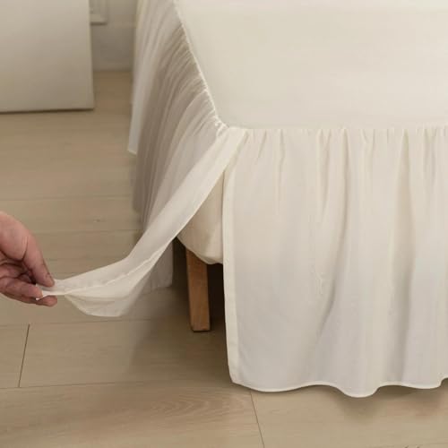 Bed Skirt Full Size Ruffled Bed Skirt with Split Corners, Full Bed Skirts 12 Inch Drop with Platform, 12'' Full-Ivory