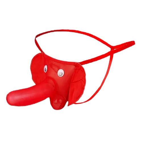 Mens Lingerie Elephant Trunk Thong for Men G-String Funny Christmas Valentine's Day Gifts Ideas Red