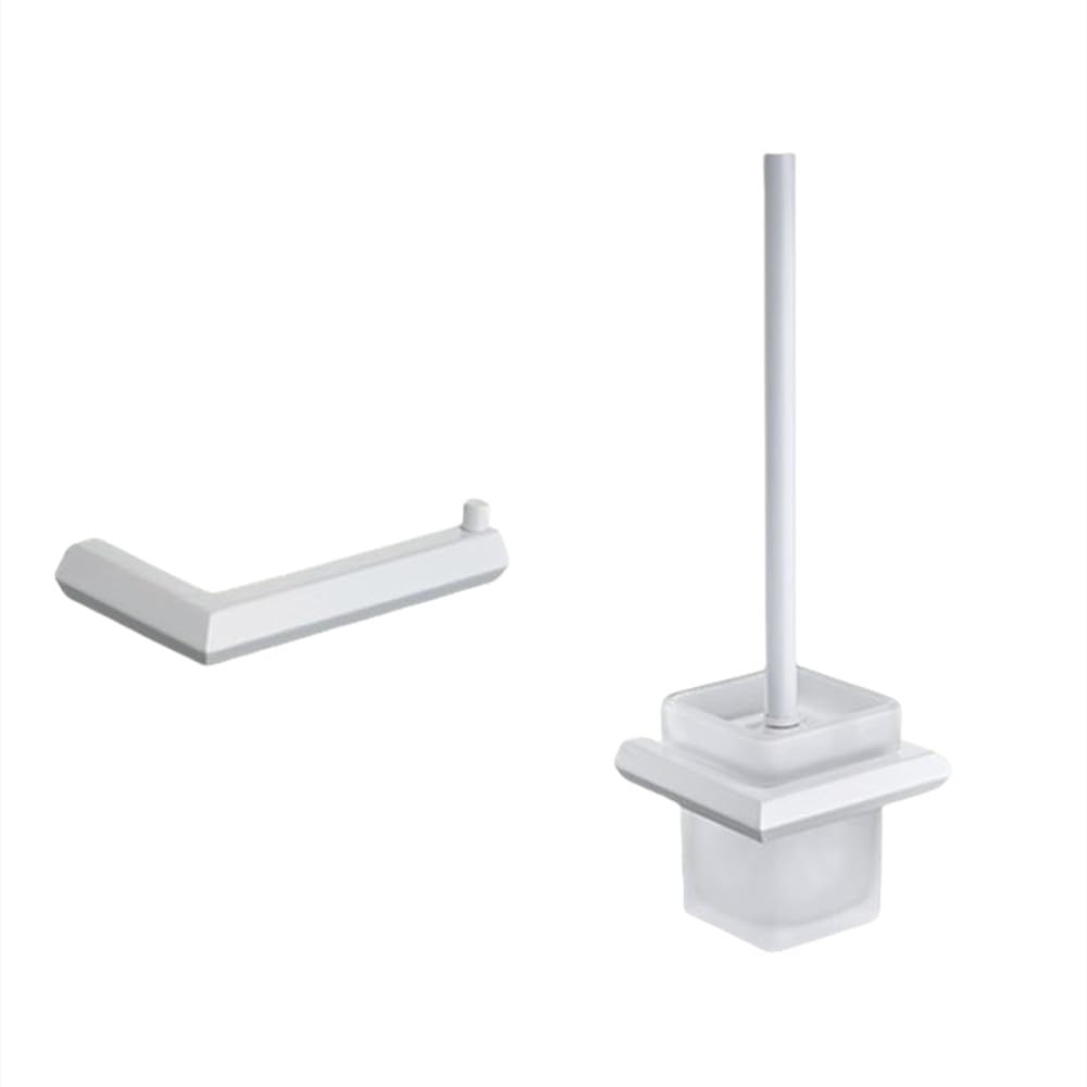 Juegos de Accesorios de baño Blancos Soporte de Papel higiénico de Acero Inoxidable montado en la Pared Jabonera Barra de Toalla Soporte para Bata Accesorios de baño, Juego de Inodoro de 2 Piezas