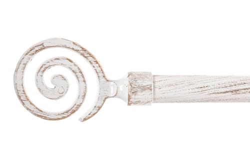 Barra de Cortina Extensible de Metal Blanco Minimalista para Dormitorio Vintage de 120-210 cm (Circulo blanco)