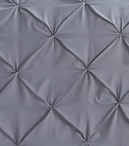 Linen Home Pintuck Duvet Set Grey Super King Pinch Pleat Soft Microfibre SuperKing Bed Quilt Cover with 2 Pillowcases, Easy Care Wrinkle Free Bedding Set of 3 Pcs (Grey, Super King Duvet Cover Set) - Image 6